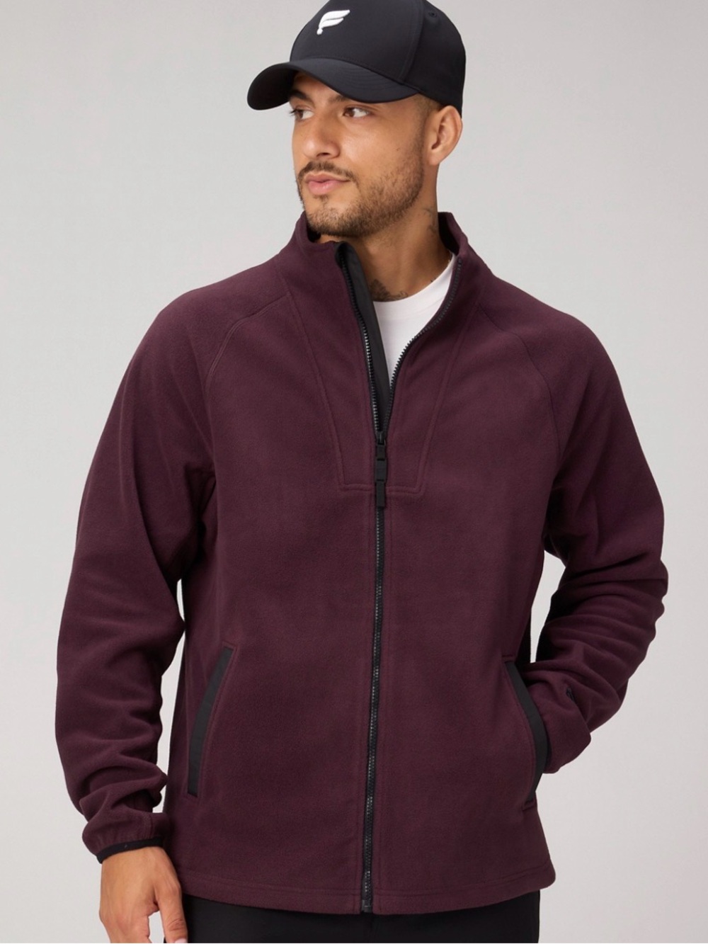 NWT Fabletics Men's The Pine City Full Zip Fleece Jacket in “Oxblood” XL